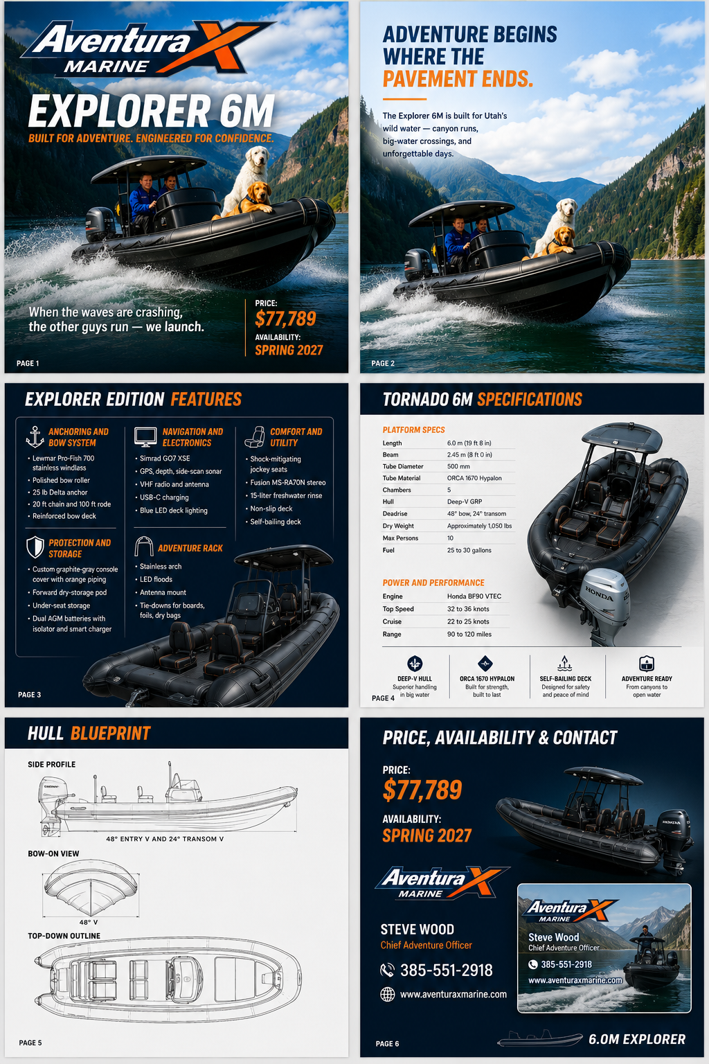 AventuraX 6.0M Explorer detailed spec sheet and pricing